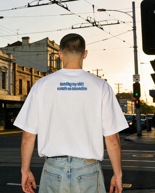 THE FUTURE — READING MY SHIRT COUNTS AS INTERACTION - BACK